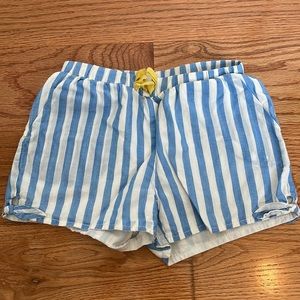 Mini Boden girls shorts blue and white stripe size 8 EUC